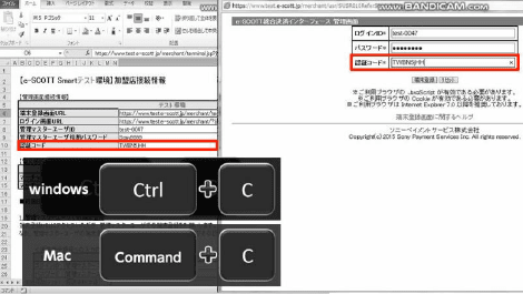 端末登録画面と加盟店接続情報のキャプチャ3